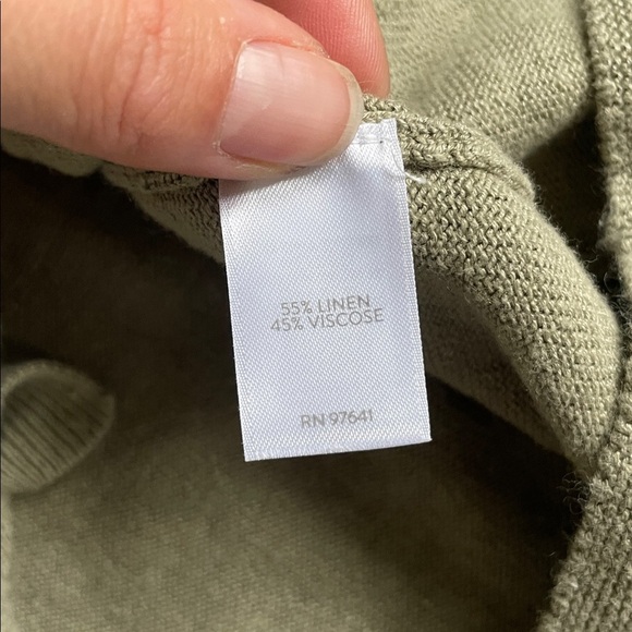 J Jill Olive Green Button-Up Linen Cottage Core Midi Dress - Picture 8 of 9